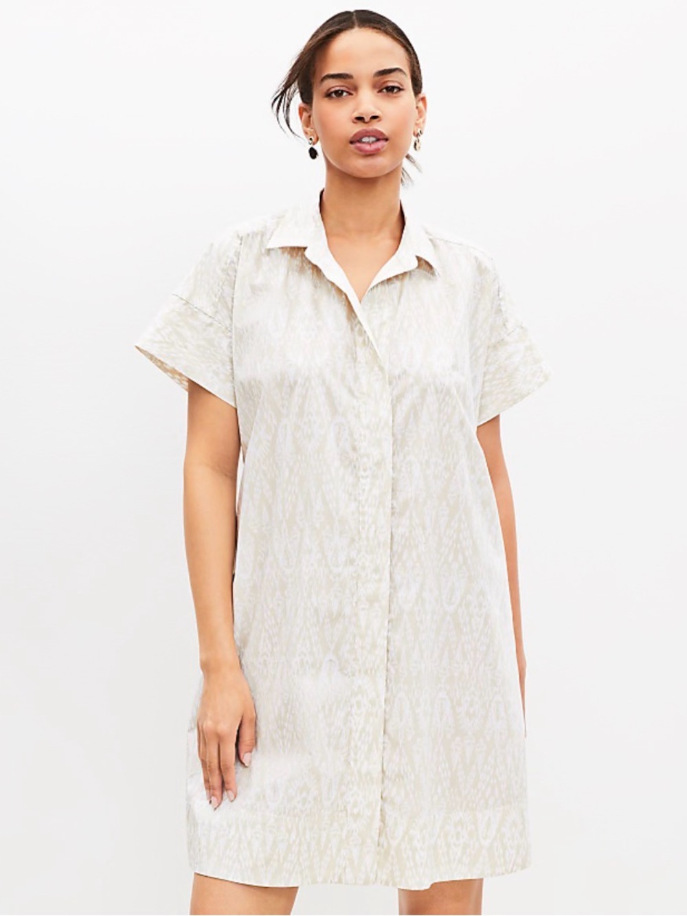 Loft Ikat Poplin Short Sleeve Pocket Shirtdress size medium